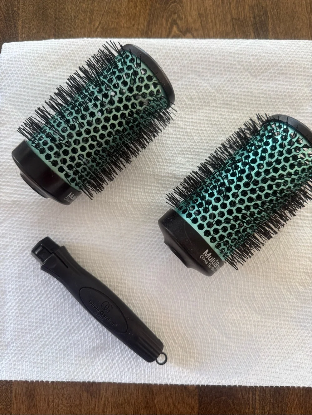 Mint Green Ceramic Round Brush Barrels with Detachable Handle - Set of 2